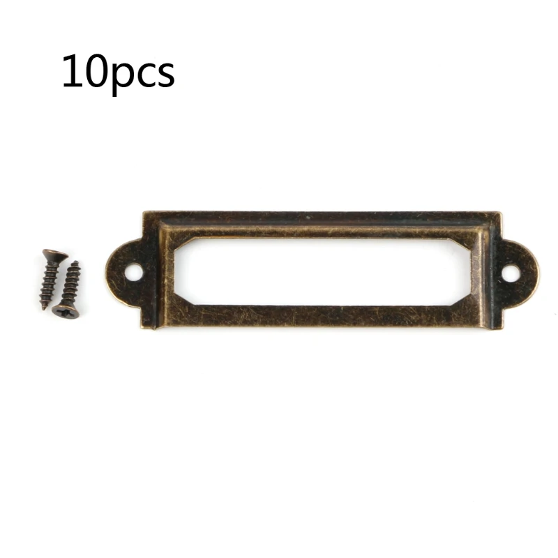 

Vintage Label Pull Frame Handle File Name Card Holder Furniture Cabinet Drawer