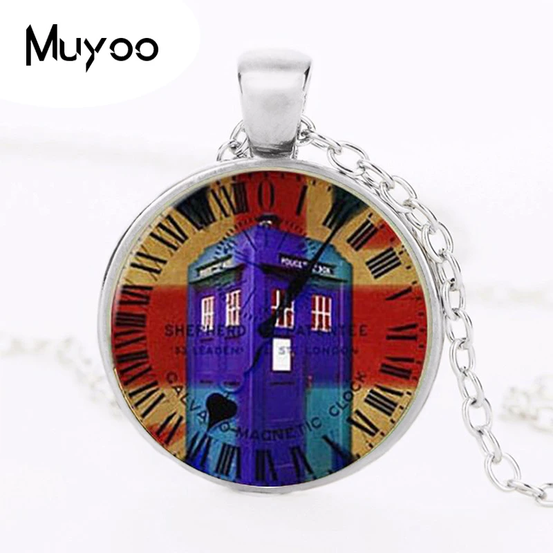 Dr. Who Glass cabochon Necklace, The Tardis, Dr Who Art Charm Necklace, Photo Pendant HZ1