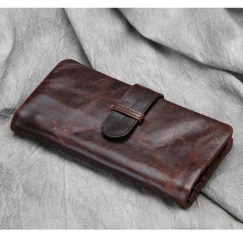 

2019 Vintage Men Cowhide Wallets Long Men Purse Wallet Male Clutch Genuine Leather Zipper Wallet Men Business Male Wallet Coin