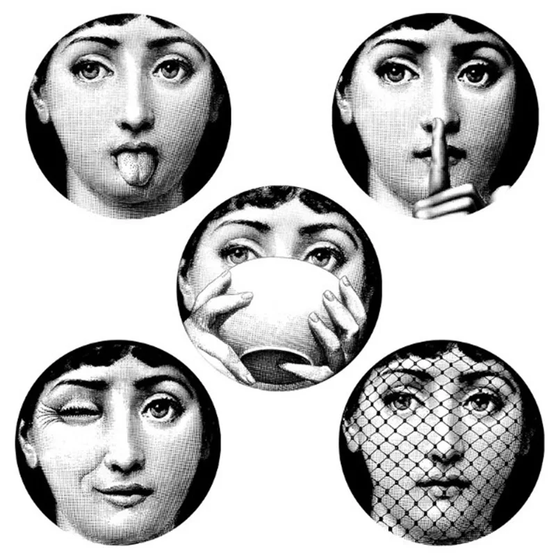 Прозрачные декоративные наклейки на стену Fornasetti, качественные отделенные круглые обои для декора ванной комнаты, 10 шт