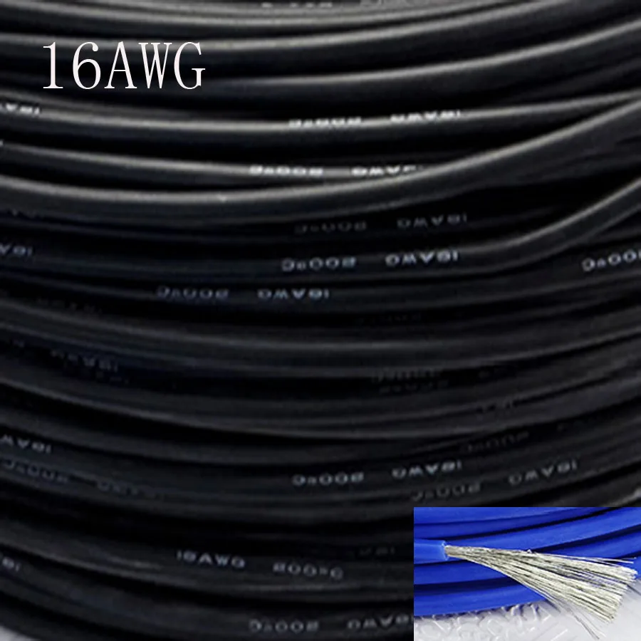 10 метров 16AWG силиконовый провод ультра гибкий кабель 1.27mm2 высокая температура