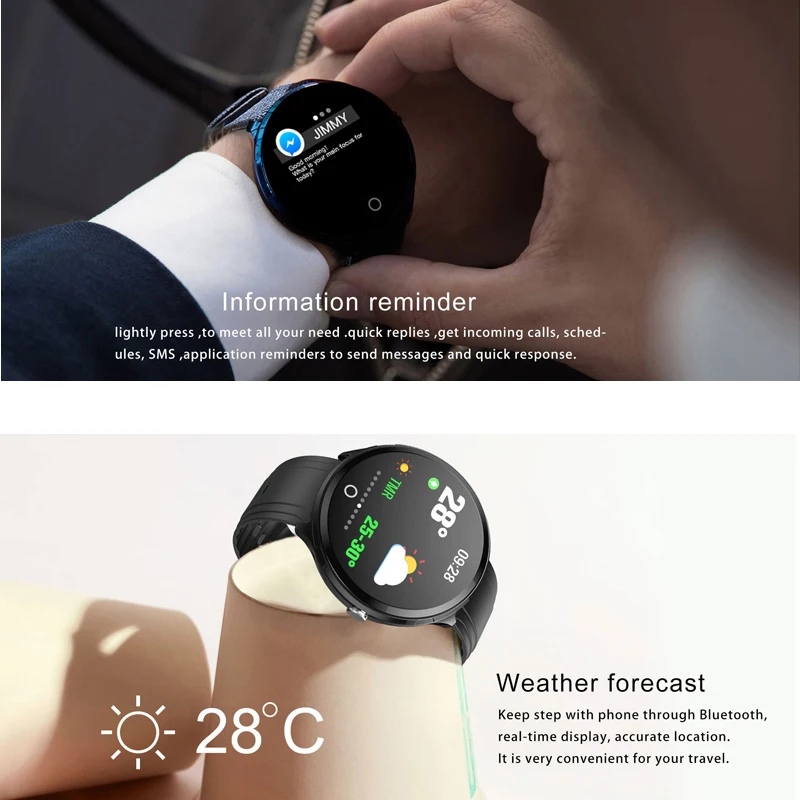 1.3 Inch Full Touch Tempered Glass Screen Smart Watch SN02 Waterproof Heart Rate Monitoring Blood Pressure For Men Women