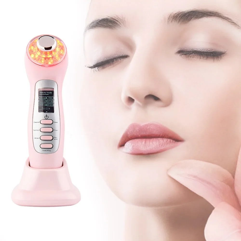 Ultrasonic Ion Facial Device LCD Screen Beauty Instrument With Standing