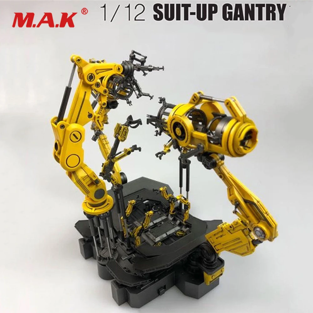 For Collection 1:12 Scale Suit-up Gantry Iron Man Diecast Alloy Armour Dismantling Station LED Model Toys for Fans Kid Gifts