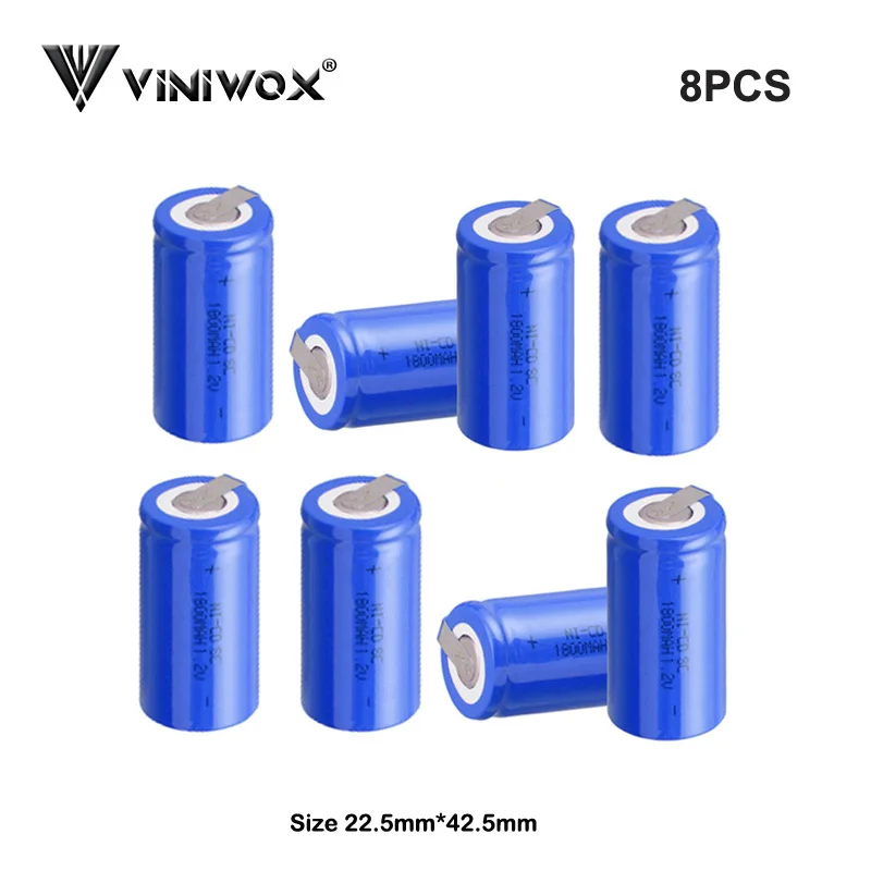 Для электрической батареи Subc 1,2 в Ni-CD SC 1800 мАч аккумуляторная батарея робот аккумулятор электроинструмент батарея DIY до 9,6 в 12 В - Цвет: 8PCS