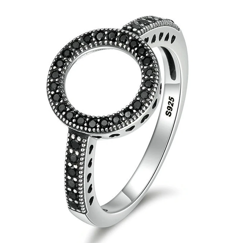 Paylor классический серебристый цвет навсегда прозрачный черный круглый фианит круглый бренд палец кольца для женщин ювелирные изделия матери подарки Drosphip - Цвет основного камня: A2