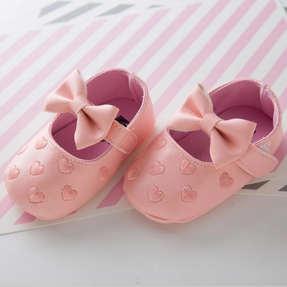 PU Leather Big Bow Embroidery Love Soft Bottom Kids Shoes Non-slip Baby Toddler Prewalkers Boots Newborn Babies |
