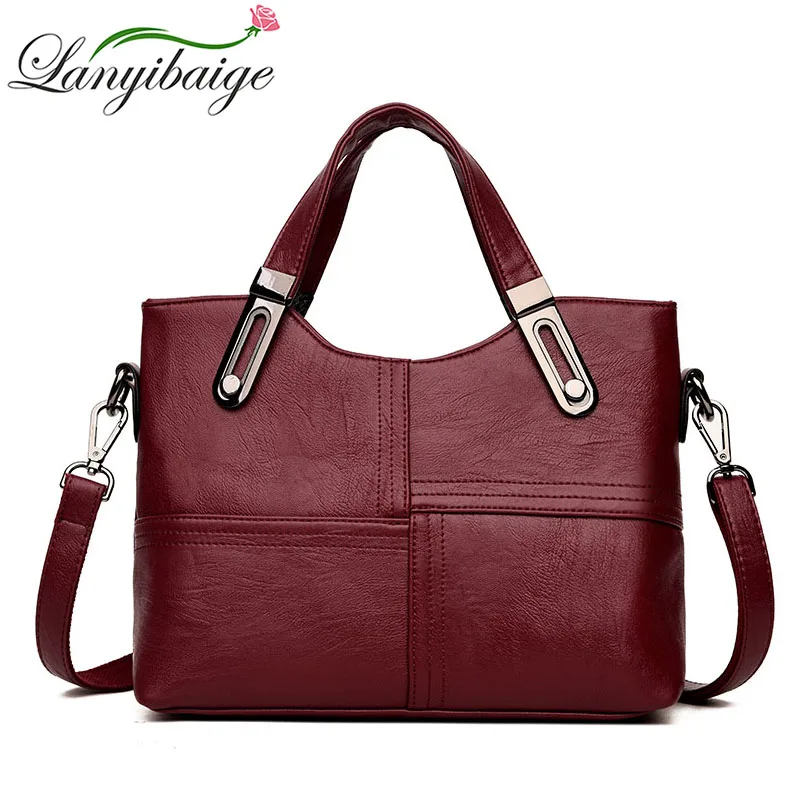 

Fashion Patchwork Women Casual Shoulder Bag High Quality Soft Leather Women Handbag Vintage Stitching Crossbody Bag Sac a Main