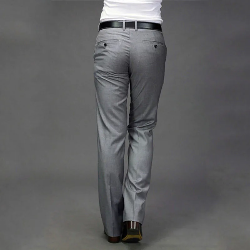 Micro horn trousers Male Business Black Straight wide leg Suit pants British Casual Men's big pants Men's trousers More size 37