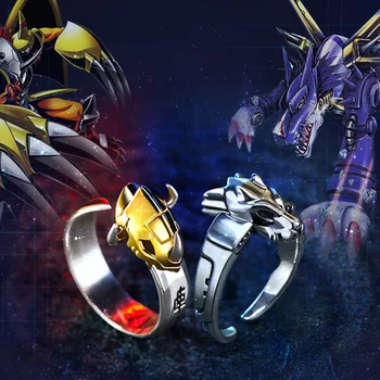 

Quality Digimon Adventure WarGreymon Omegamon S925 Sliver Ring Adjustable 15th Anniversary Rings Adjustable for Boyfriend Gift