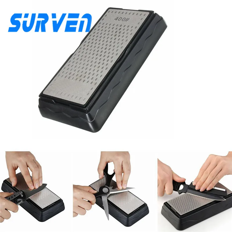 SURVEN Sharpener Double Side Diamond Whetstone Knife Sharpening Stone Kitchen Chef Knife 400 1000 Grit Sharpening