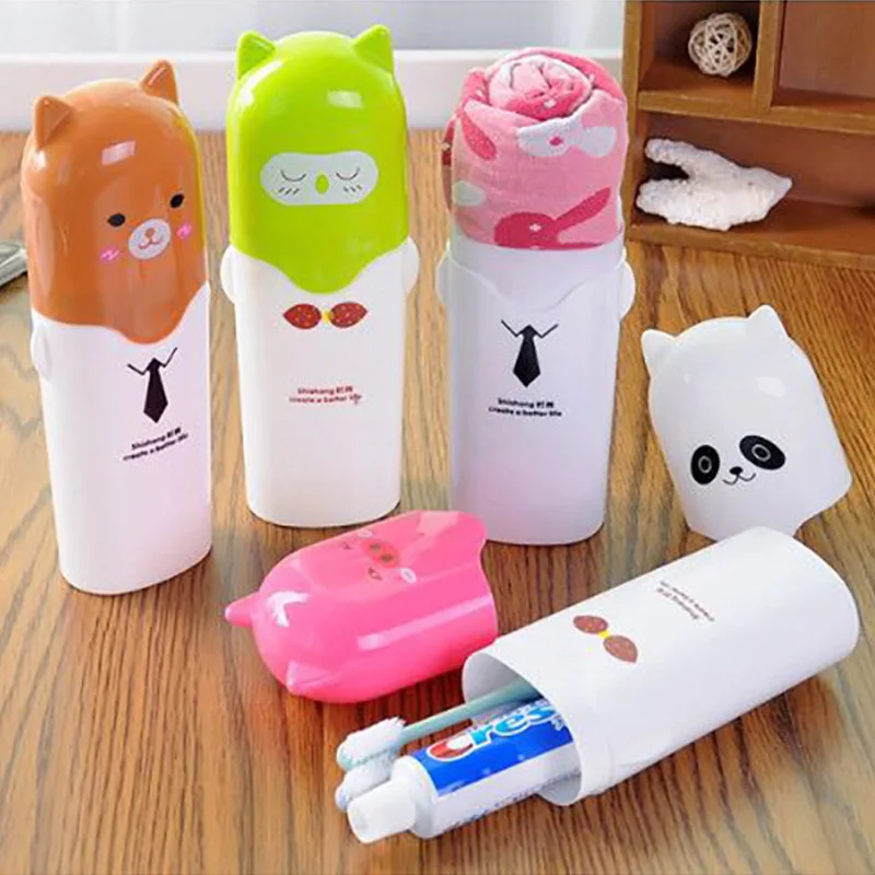 

1PC Lovely Towel Toothbrush Holder Case Outdoor Travel Camping toothpaste Multi Cap Storage Case Household Bathroom Accessories