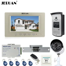 JERUAN Wired 7 inch LCD Video intercom Door Phone System kit RFID Access IR Night vision Camera + Metal 700TVL Analog Camera