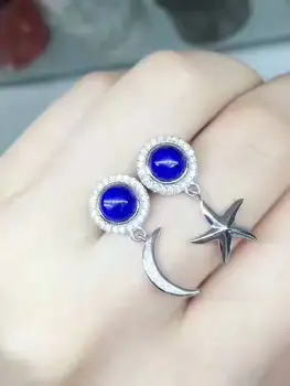 

Fashion natural lapis lazuli drop earrings Natural gem stone earrings Star Moon 925 silver female girl earrings gift jewelry