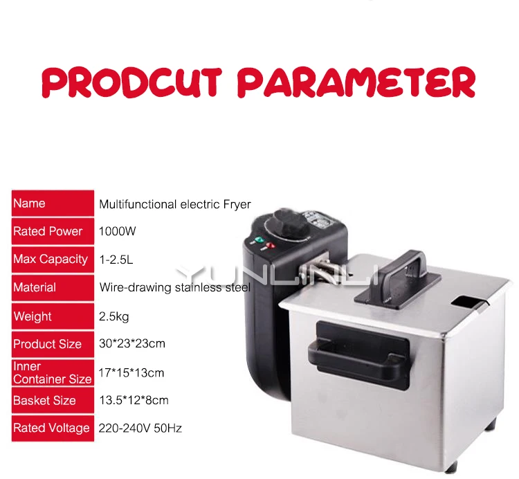 1.5L Мини электрическая фритюрница Бытовая жарочная машина с постоянной температурой Бездымная жарочная плита WJ-105