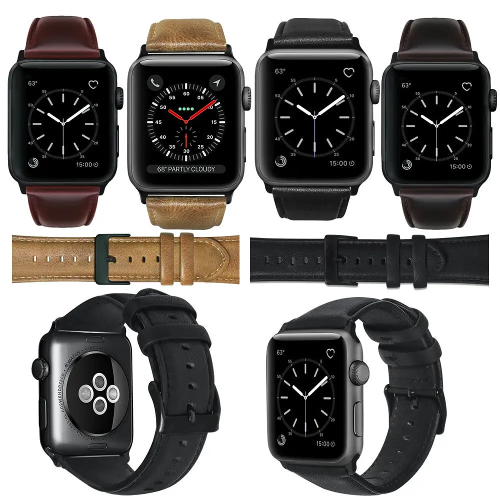 

SANYU Retro Wrist Replacement Belt Genuine Leather For Apple Watch Series 4 3 2 1 Band Strap for iwatch men 44mm 42mm 40mm 38mm
