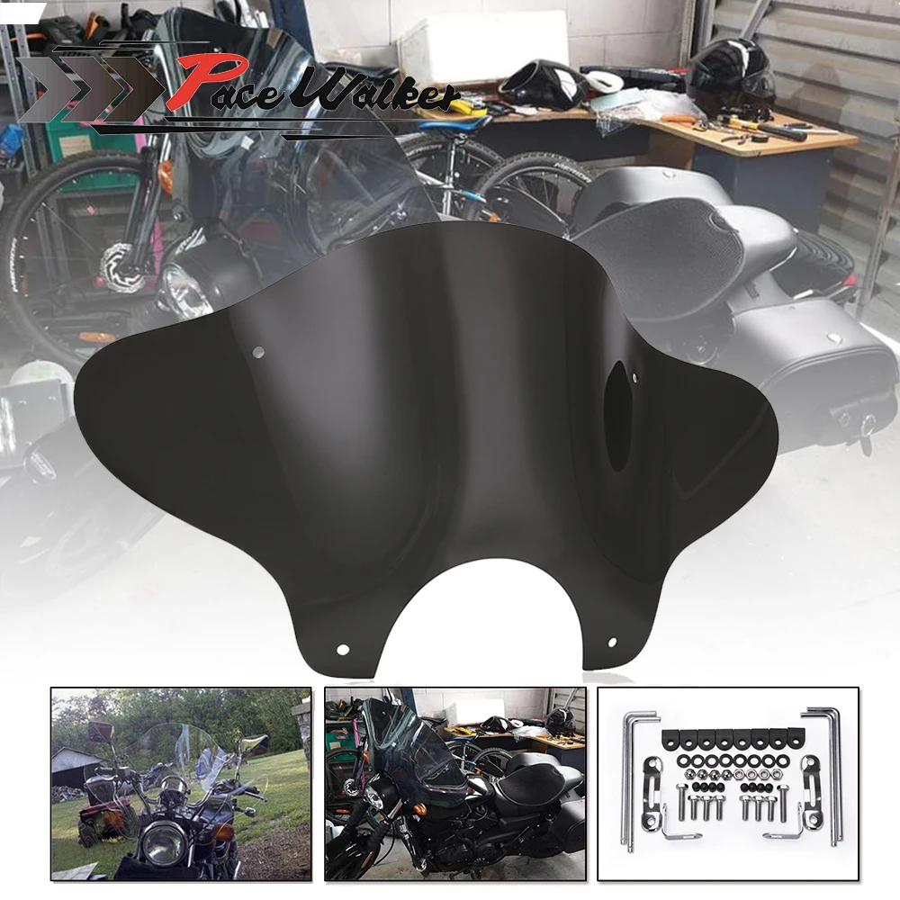 

New Motorcycle High Quality PC Smoke Windshield Windscreen Mounting Universal For Cruiser Chopper Touring Custom