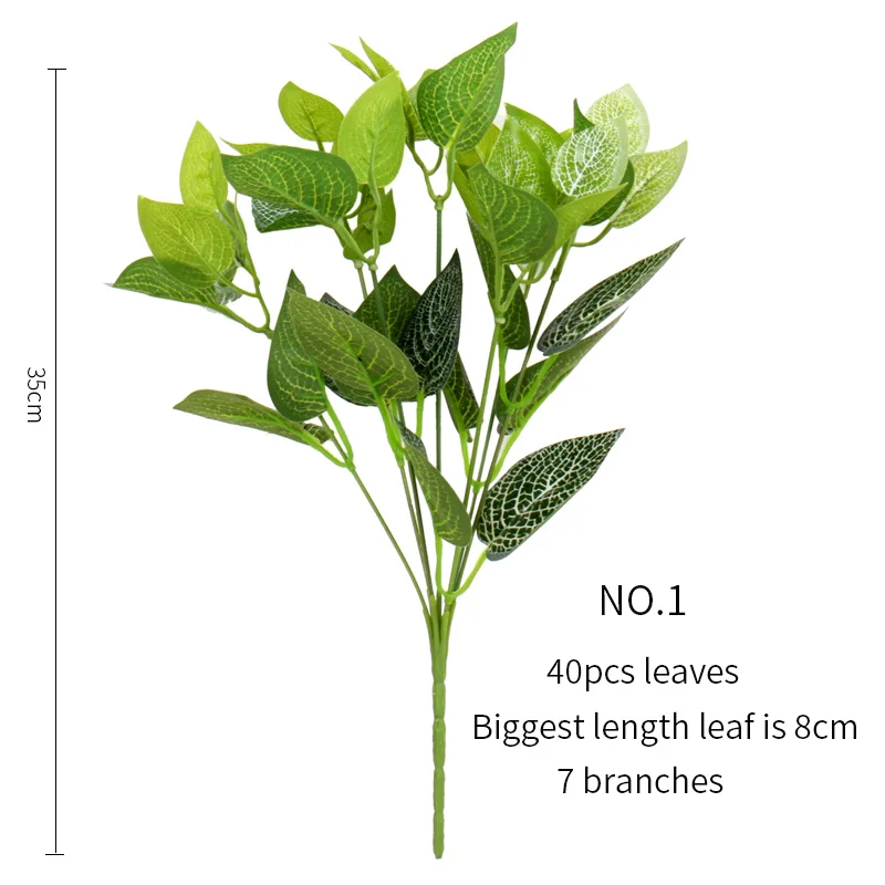 Декоративные растения искусственные растения дешевые листья поддельные зеленые папоротники листья черепаха бамбуковые листья ветка дерева Тропические Зеленые растения - Цвет: NO.1
