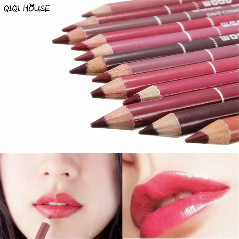 Lipliner Pencil Set Lip Gloss 12 PCS Lot Cosmetics Tool Set Beauty Eyeliner Maquillage Professional Kit