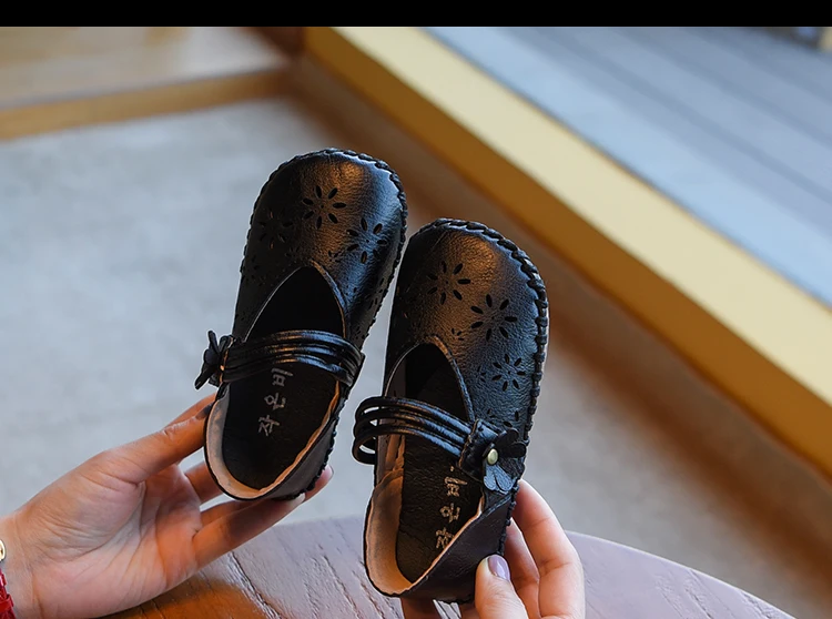 Bakkotie/новые модные весенние модельные туфли с цветочным узором для девочек; мягкие туфли принцессы на плоской подошве «Мэри Джейн»; милые черные туфли для маленьких детей