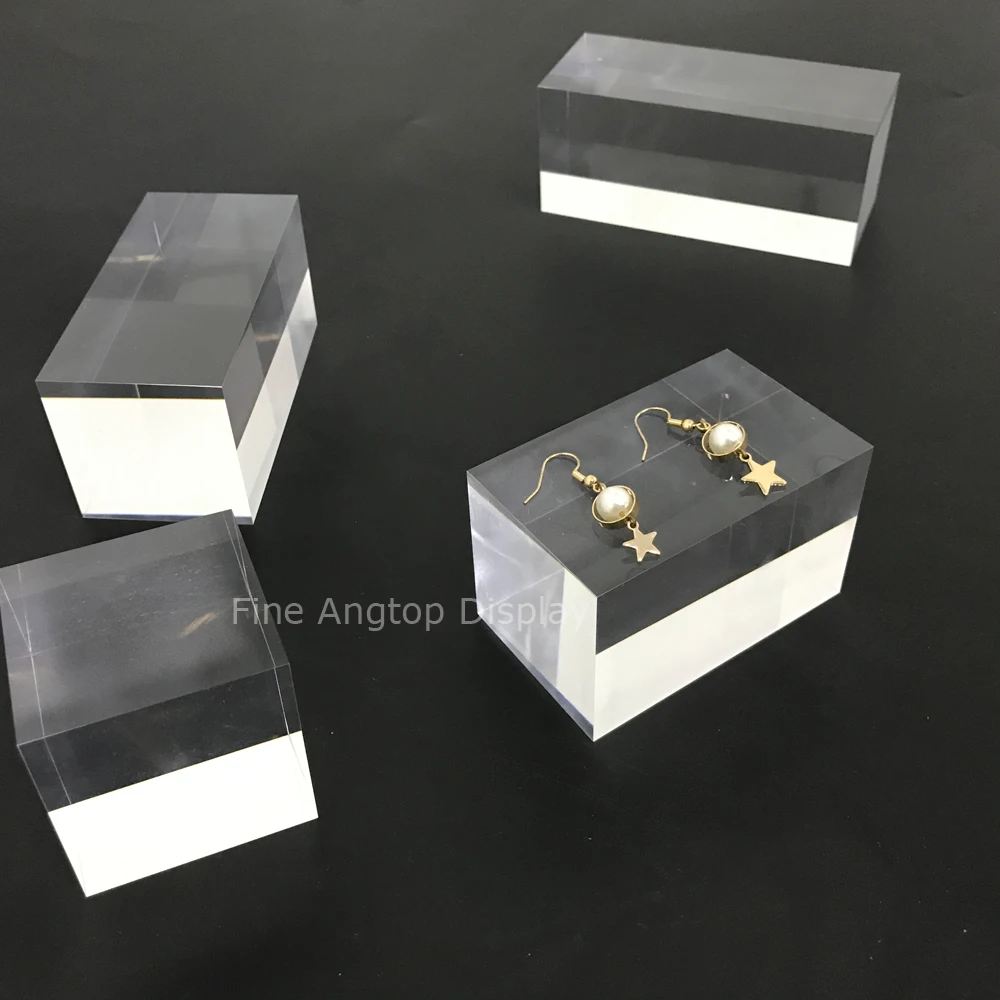  Clear Acrylic Earrings Studs Stands Solid Block Holder Display Showcase For Jewelry Shop Counter Ph