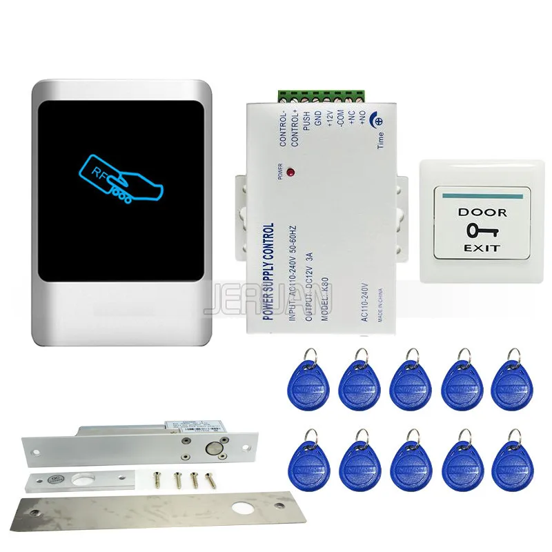 

JEX DIY Waterproof Rfid Door Access Control Set + Electrical Drop Bolt Door Lock + RFID keyfob Card In Stock FREE SHIPPING