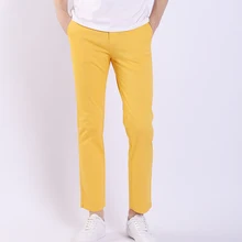 Весенние деловые костюмы желтые брюки мужские большие размеры для мужчин брюки 30-40 модные тонкие костюмы мужские платья Брюки с полосками