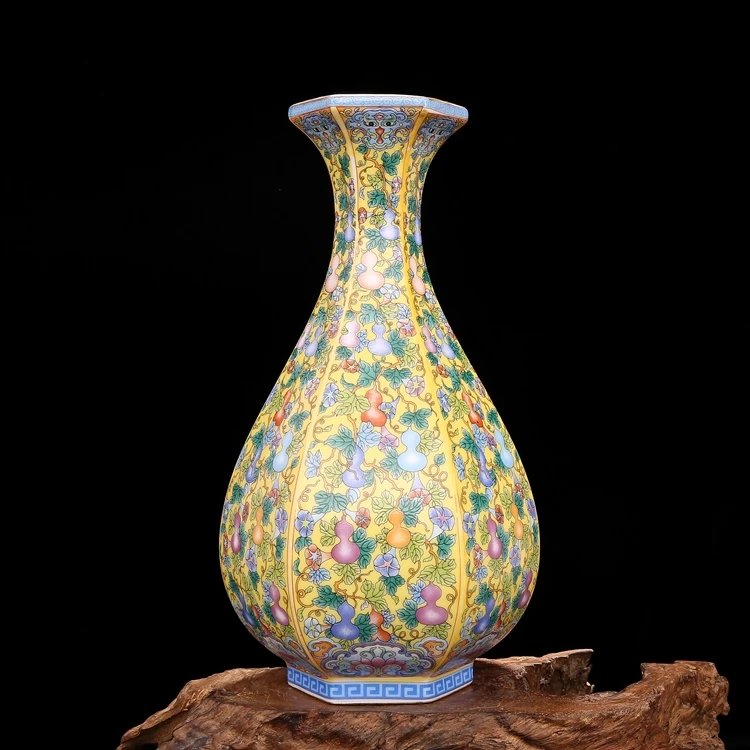 

2 Antique QingDynasty porcelain vase,Enamel color gourd bottle,Hand-painted crafts,Decoration,Collection&Adornment,Free shipping