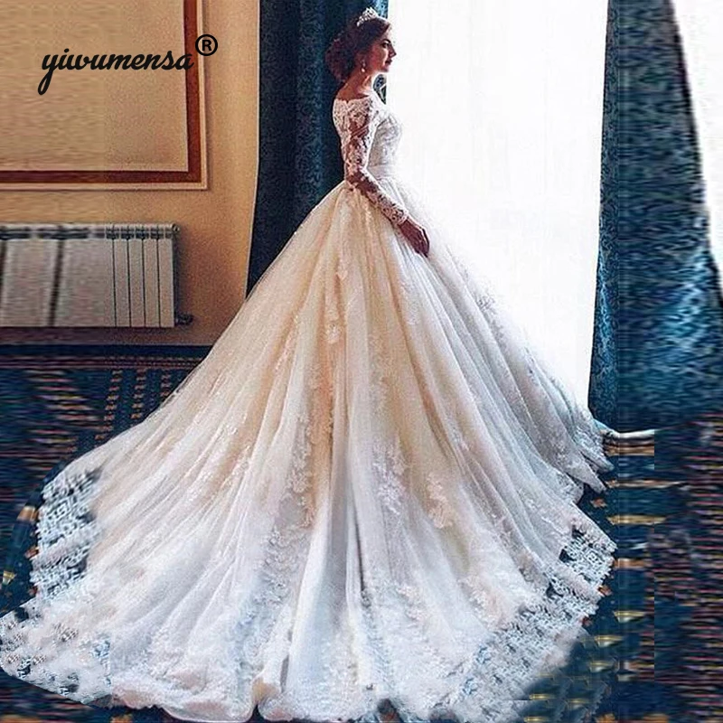 

Factory Made Wedding Dresses Plus Size Boat Neck Lace Appliques Boho Wedding Dress Robe De Mariee Vestido De Novias Bridal Gowns