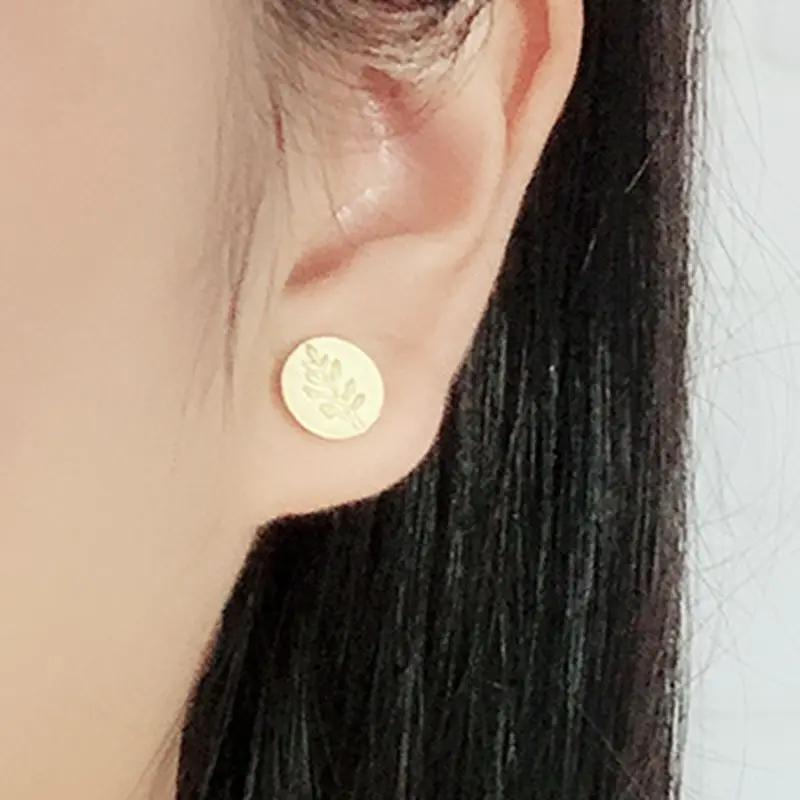 

PINJEAS round tree pattern personality simple gold earrings ladies