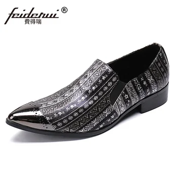 

Plus Size Luxury Pointed Toe Man Formal Dress Brogue Loafers Italian Designer Genuine Leather Slip on Men's Party Shoes SL342