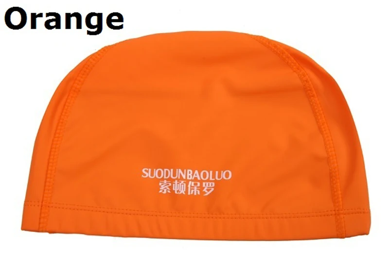 Взрослые женщины дамы мужчины PU покрытие ткань длинные волосы защита водонепроницаемый плавательный бассейн Купание Плавание Кепка шапка большая для женщин мужчин - Цвет: Оранжевый