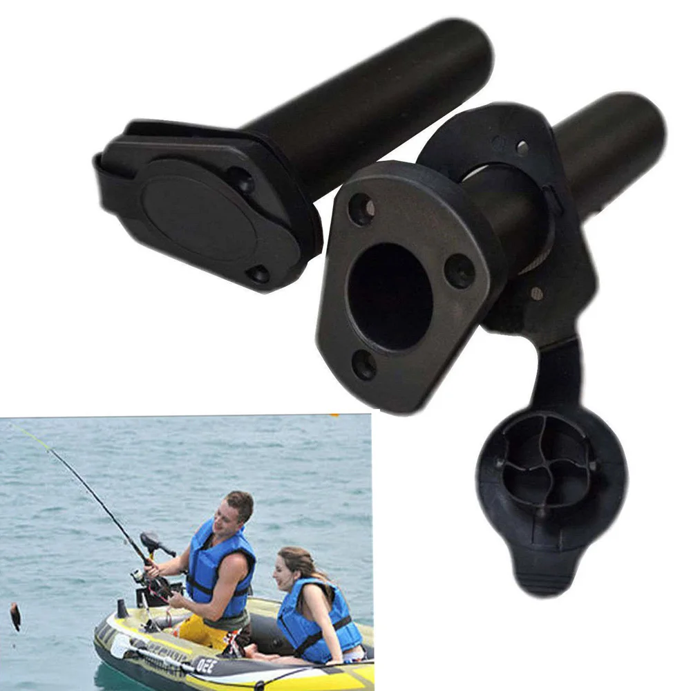2* Plastic Flush Mount Fishing Boat Rod Holder and Cap Cover for Kayak