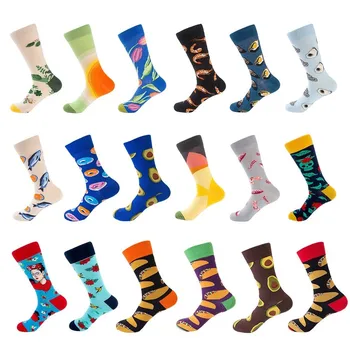 

PEONFLY 1 Pair Men Socks Cotton Funny Crew Socks Fresh Sea Food Avocado Happy Socks Novelty Gift Socks For Spring Autumn Winter