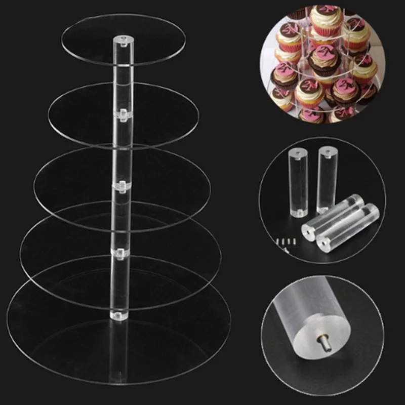 

3/4/5/6/7 Tiers Transparent Cake Stand Acrylic Wedding Birthday Party Cupcake Round Holder Events Dessert Sugar Display Stand
