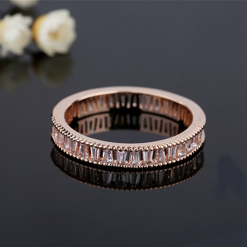 MIGGA изысканный блестящий браслет с кристаллами циркония кольцо женские ювелирные изделия розовое золото цвет кубического циркония