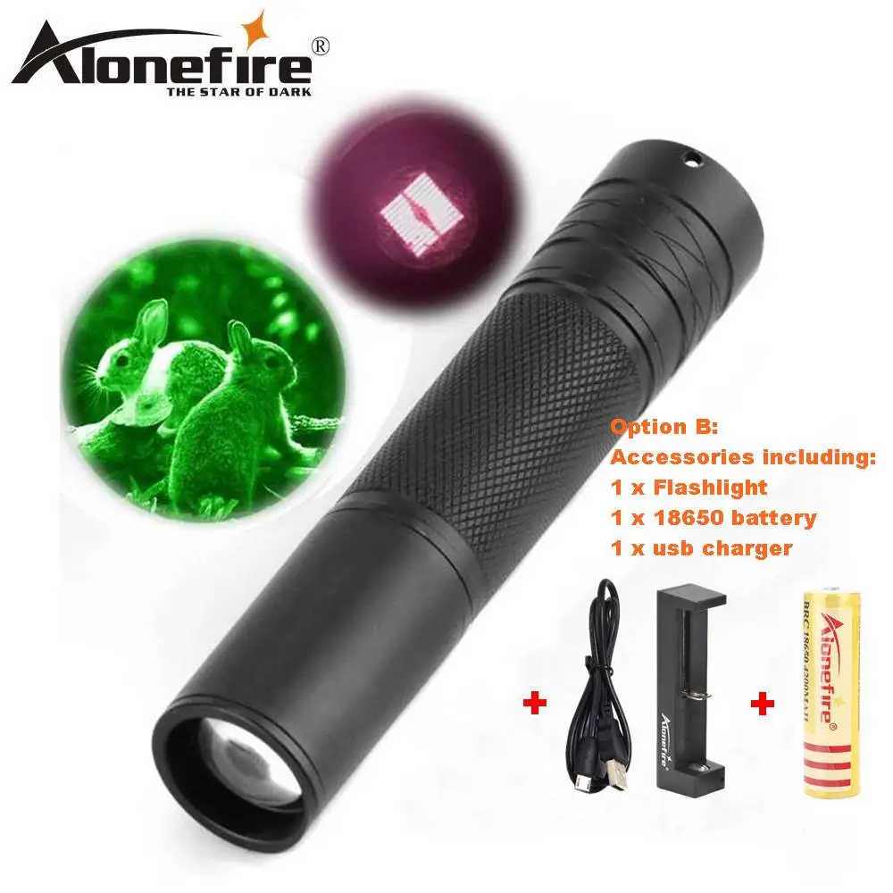 AloneFire IR01 поступление 850nm инфракрасный ИК-фонарик лампа ночного видения алюминиевый Linterna светодиодный фонарь уличный охотничий фонарь Led - Цвет: Черный