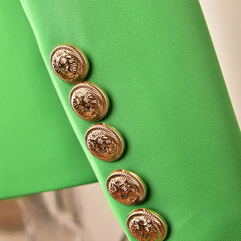 2019 New Design Plus Size Green Office Lady Blazers Coat Solid Lion Button Slim Women Blazer Jacket Outerwear Femme High Quality
