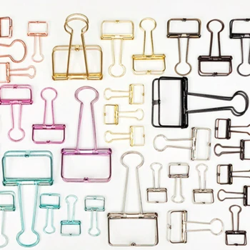 

FangNymph Novelty Solid Color Hollow Out Metal Binder Clips Notes Letter Paper Clip Office School Supplies Model Optional S/M/L