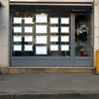 

16PCS A4 Landscap +4PCS A3 Landscape Single Sided Real Estate Agent Property LED Window Display Acrylic Light Pocket for Realtor