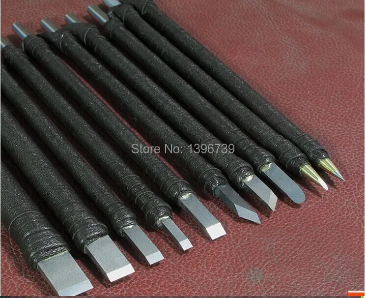 

Genuine 10pcs sharp tungsten steel chisel Jade knife Tool Set Seal carving knife Miniature knife Carving knife