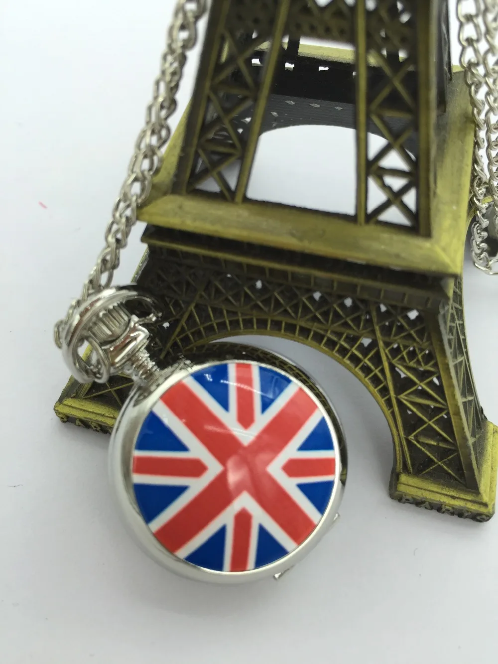 10 шт. модные Британский Флаг Союза кварц серебро, эмаль часов зеркала карманные часы час ретро