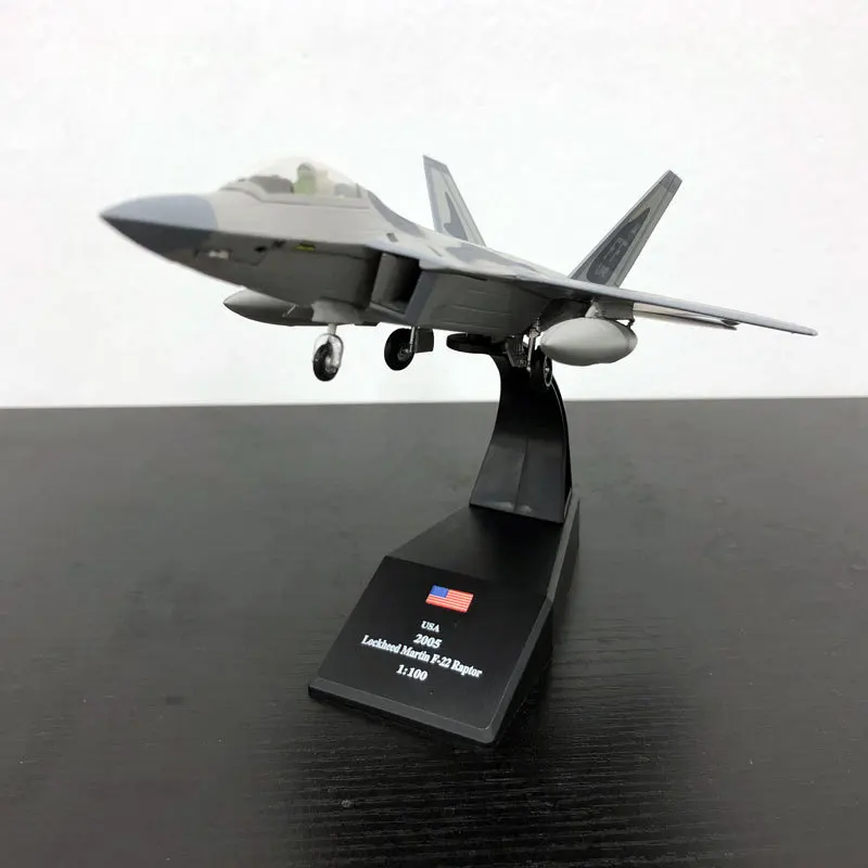 AMER 1/100 масштаб США самолет модель F-22 F22 Раптор боец литой металлический самолет модель игрушки для подарка/коллекции/украшения