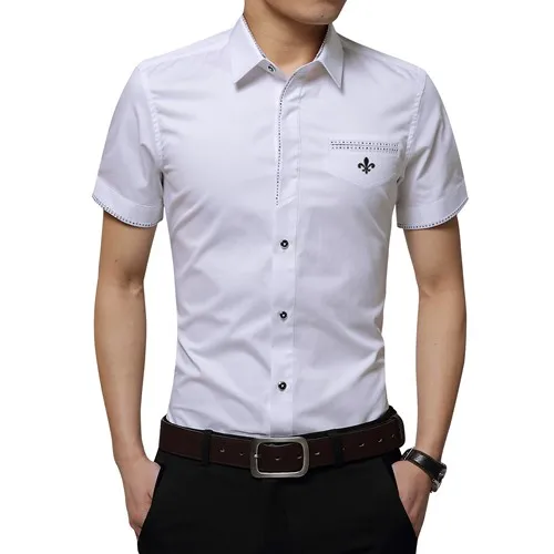 Dudalina размера плюс, летняя брендовая рубашка, мужская рубашка с рукавом, рубашка с отложным воротником и фальшивым карманом, дизайнерская рубашка, импортная одежда - Цвет: 2303white