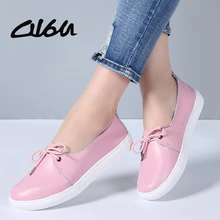 O16U/ женские низкие кроссовки; обувь на плоской подошве; кожаные водонепроницаемые Мокасины на шнуровке; Moccains; повседневные женские балетки на плоской подошве