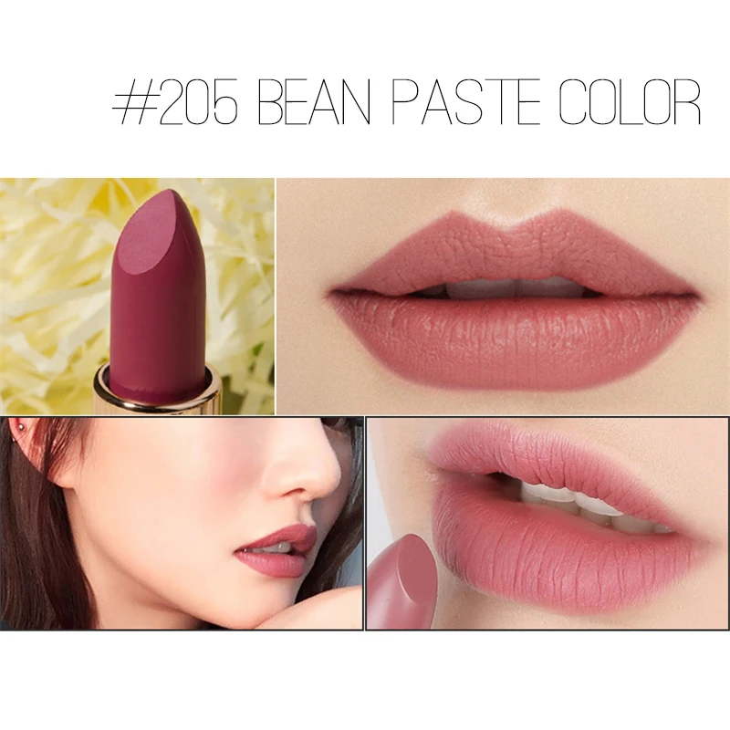 Пачка бархат помады длительные Сексуальная Shimmer Водонепроницаемый Nude Lip Stick