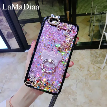 

Luxury Bling Rhinestone Ring Holder Case For iPhone 11 Pro MAX X XS MAX XR 6S 7 8 plus Soft Liquid Quicksand Shell Bag Coque