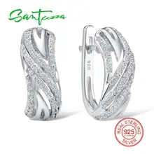 SANTUZZA, серебряные серьги для женщин, подлинные, 925 пробы, серебряные серьги женски, сверкающие, кубический цирконий, brincos, модные ювелирные изделия
