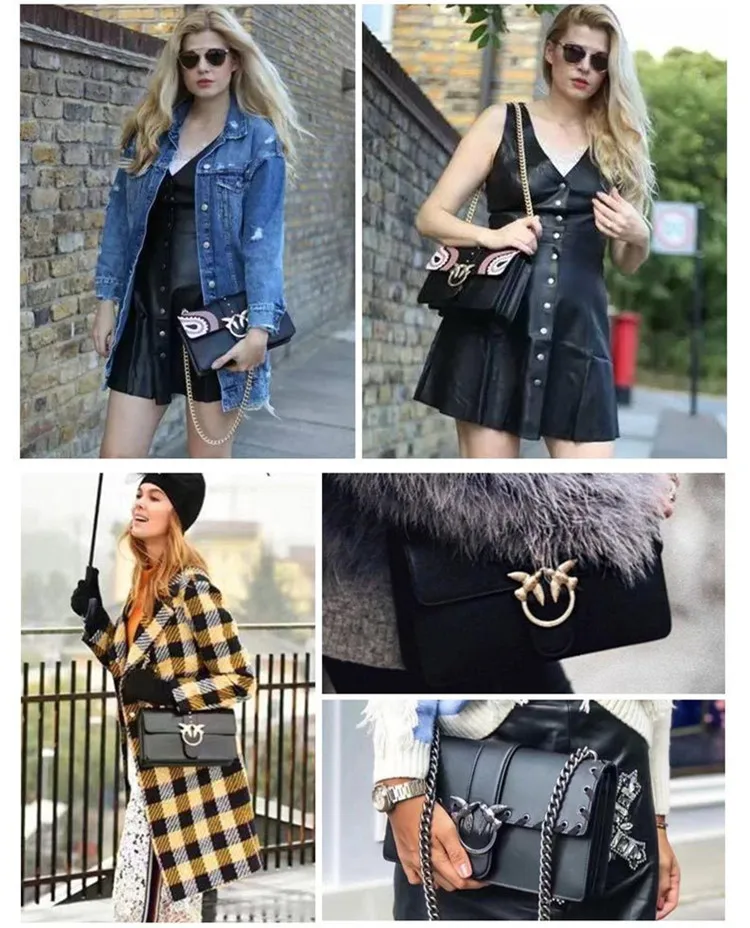 Designer Inspired Fashion Handbag Women Shoulder Bag Genuine Leather Classic Birds Flap Messenger Bags (2)