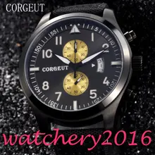 Newest Hot Fashion Luxury Sport Corgeut 46mm black dial PVD Case date window Round quartz Mechancial Mens WristWatches
